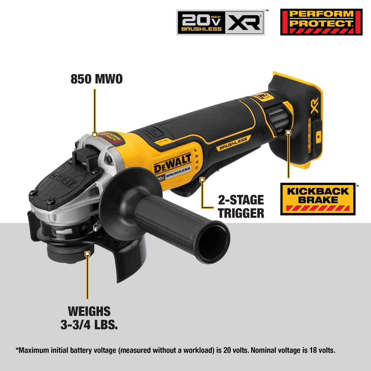 DEWALT 20V MAX 4-1/2" Brushless Angle Grinder Bare Tool (DCG413B)