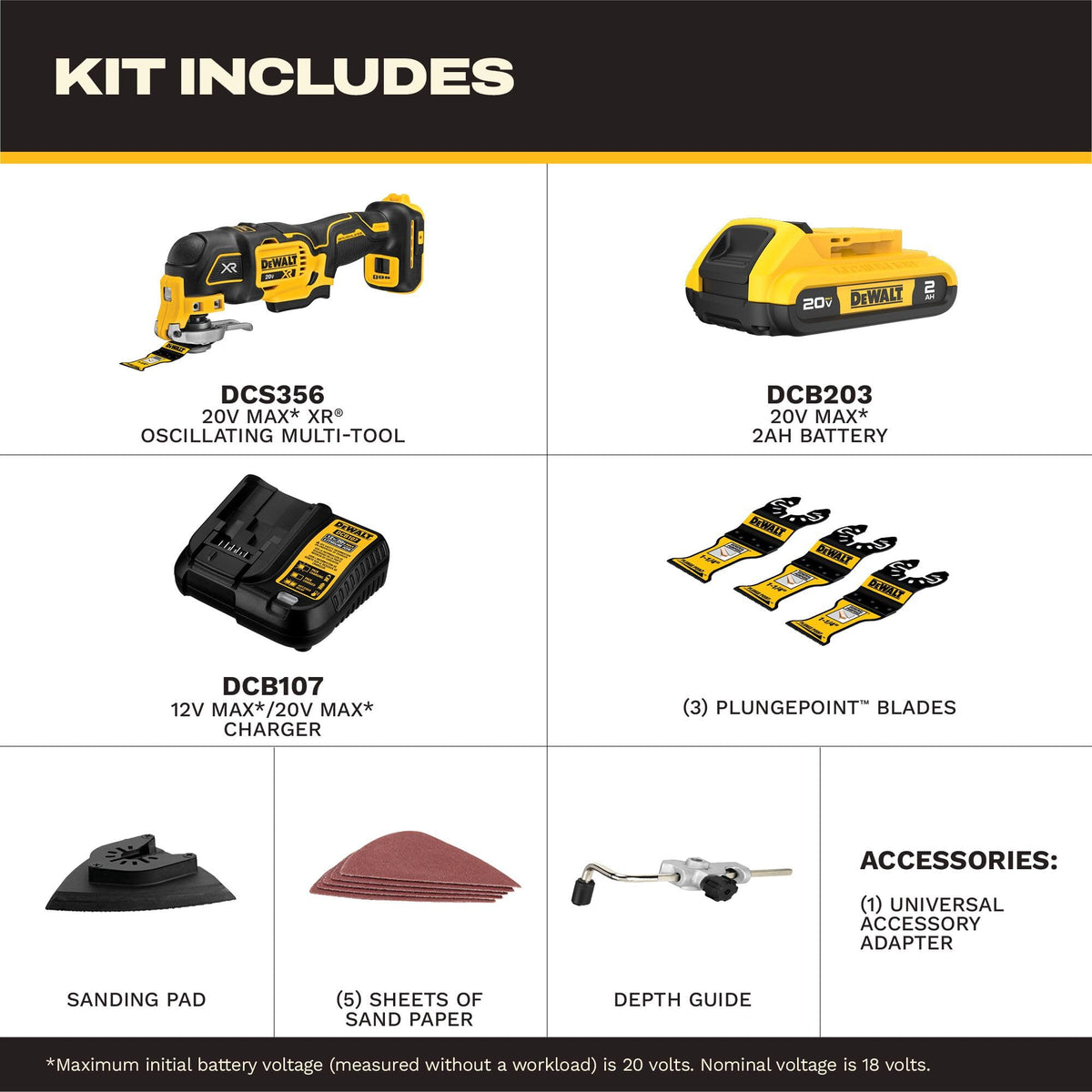 DEWALT 20V MAX XR Brushless Oscillating Multi-Tool Kit DCS356D1
