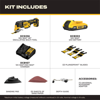 DEWALT 20V MAX XR Brushless Oscillating Multi-Tool Kit DCS356D1