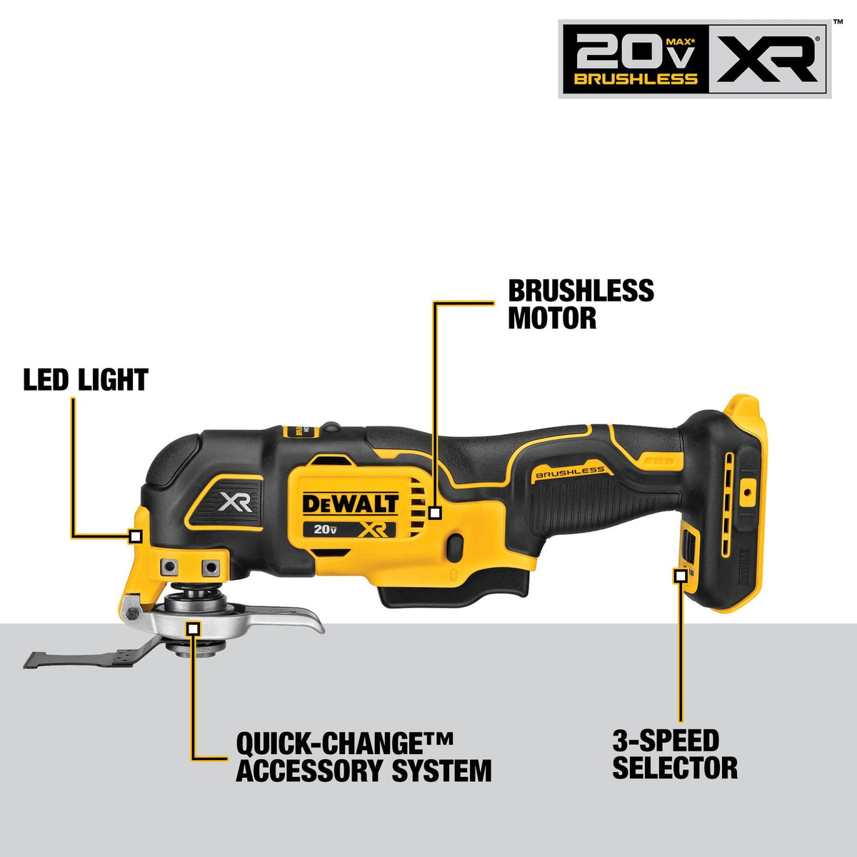 DEWALT 20V MAX XR Brushless Oscillating Multi-Tool Bare DCS356B