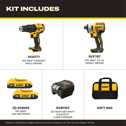 DEWALT 20V MAX Brushless Drill & Impact Driver Combo Kit DCK277D2