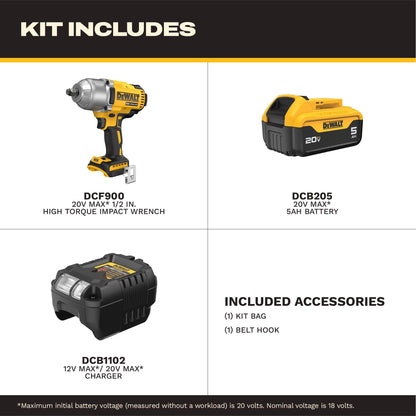 DEWALT 20V MAX Brushless 1/2" High Torque Impact Wrench (DCF900P1)