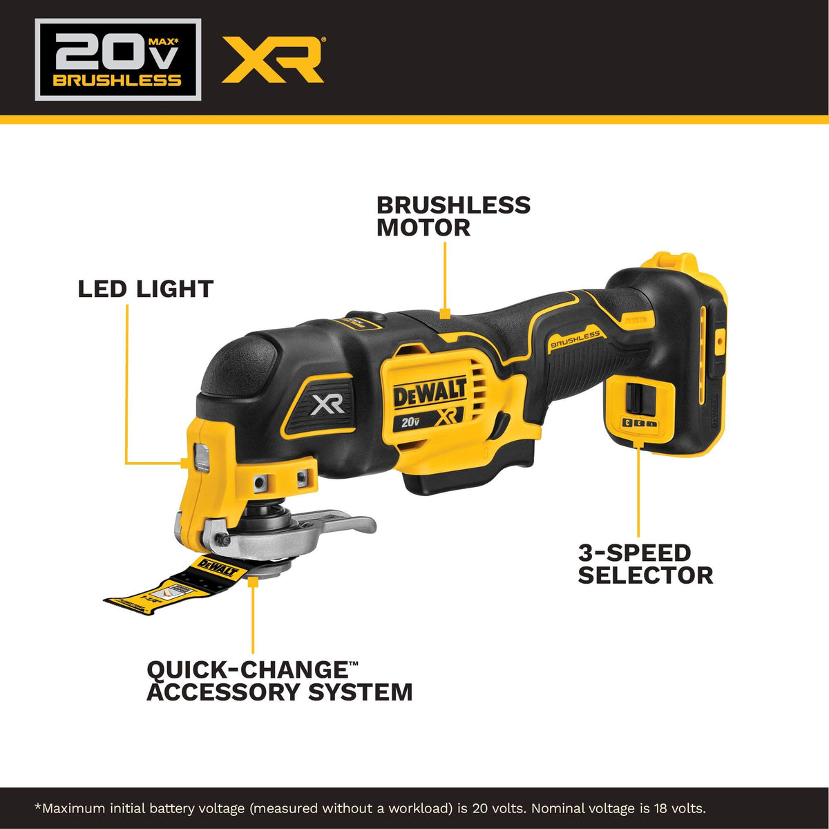 DEWALT 20V MAX XR Brushless Oscillating Multi-Tool Kit DCS356D1