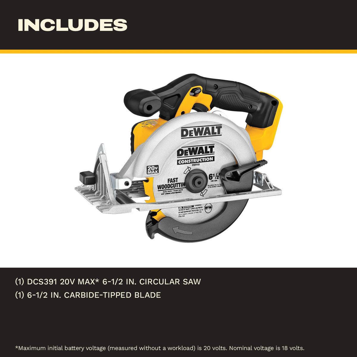 DEWALT 20V MAX 6-1/2" Cordless Circular Saw Bare Tool (DCS391B)
