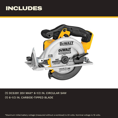 DEWALT 20V MAX 6-1/2" Cordless Circular Saw Bare Tool (DCS391B)