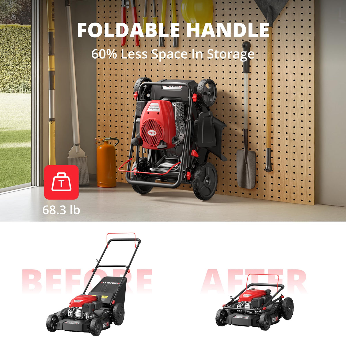 AMERISUN 21" Self-Propelled Gas Lawn Mower | 170cc OHV | 3-in-1