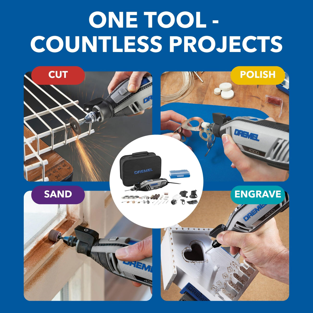 Dremel 4300-5/40 Rotary Tool Kit – 5 Attachments, 40 Accessories
