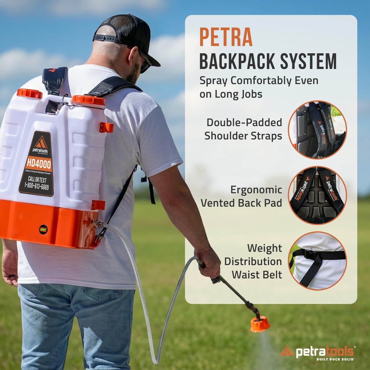 PetraTools HD4000 4-Gallon Battery Backpack Sprayer 12V