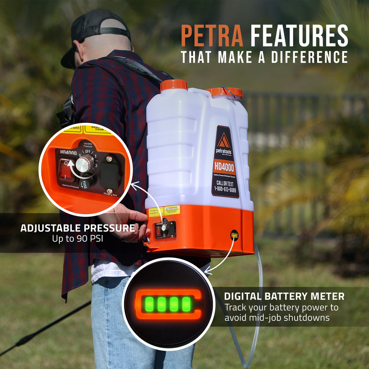 PetraTools HD4000 4-Gallon Battery Backpack Sprayer 12V