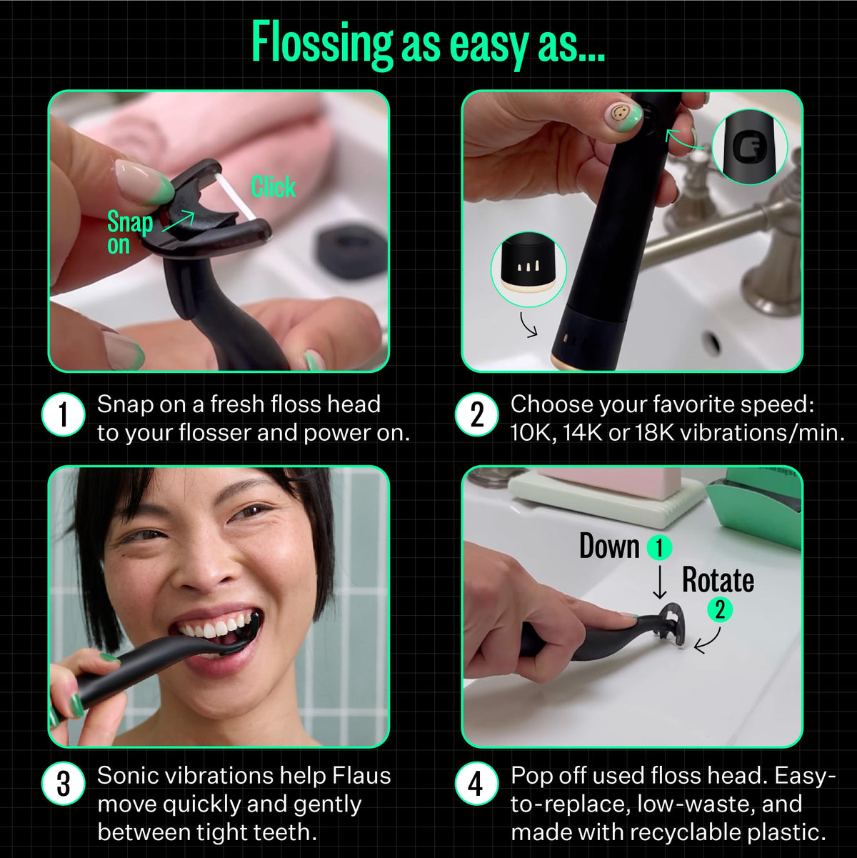 FLAUS Electric Flosser – Sonic-Powered Flossing Tool