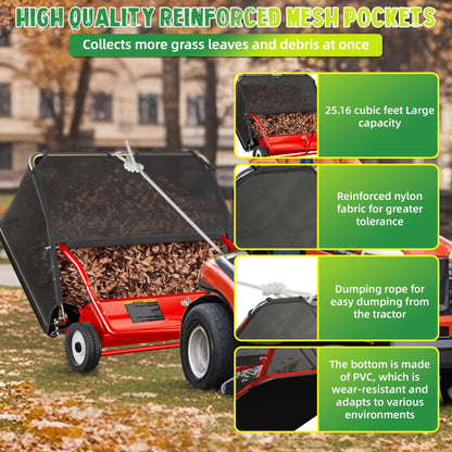 48" Tow-Behind Lawn Sweeper | 25.16 Cu. Ft. Leaf & Grass Collector