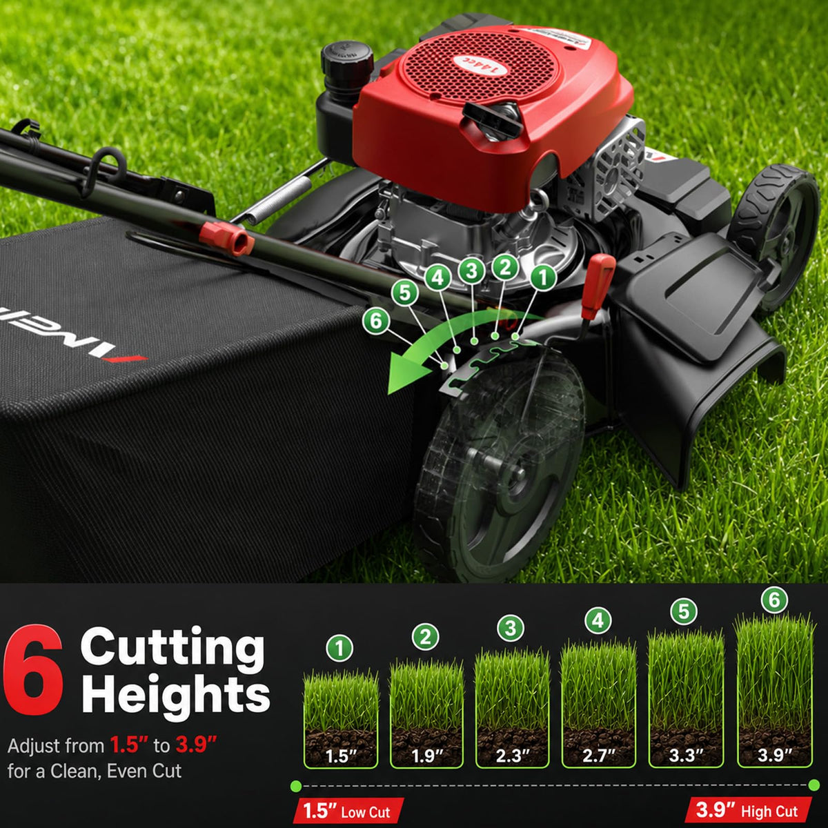 AMERISUN 21" Self-Propelled Gas Lawn Mower | 170cc OHV | 3-in-1