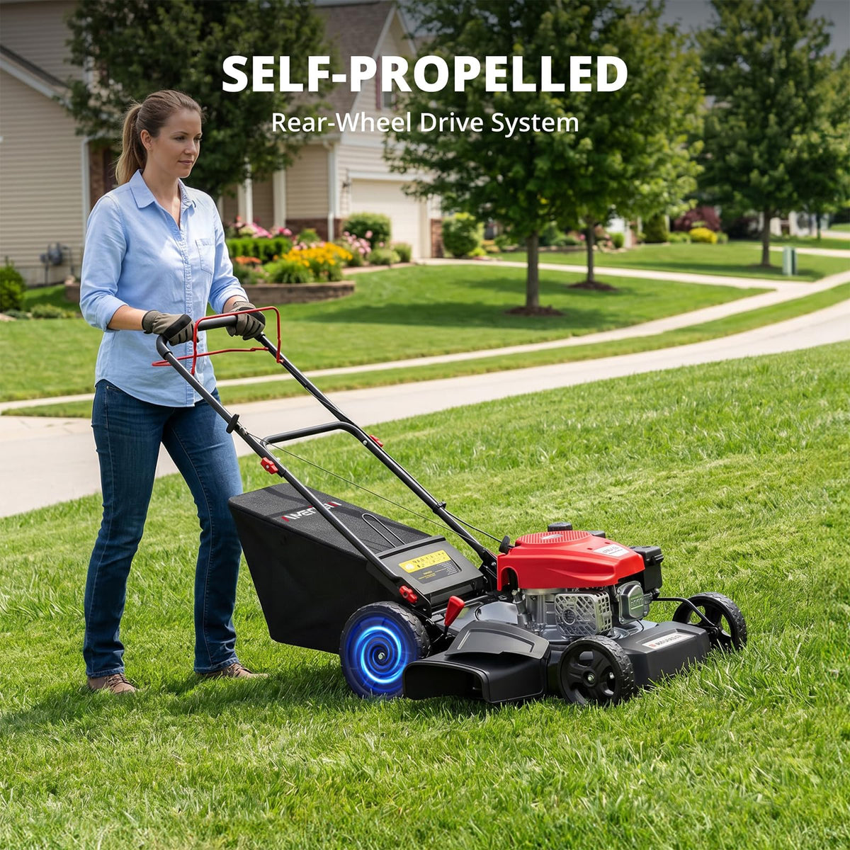 AMERISUN 21" Self-Propelled Gas Lawn Mower | 170cc OHV | 3-in-1