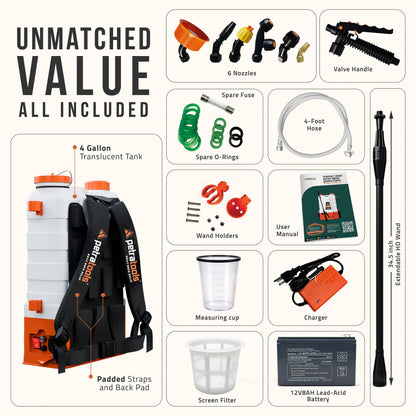 PetraTools HD4000 4-Gallon Battery Backpack Sprayer 12V