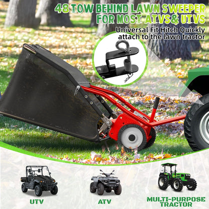 48" Tow-Behind Lawn Sweeper | 25.16 Cu. Ft. Leaf & Grass Collector
